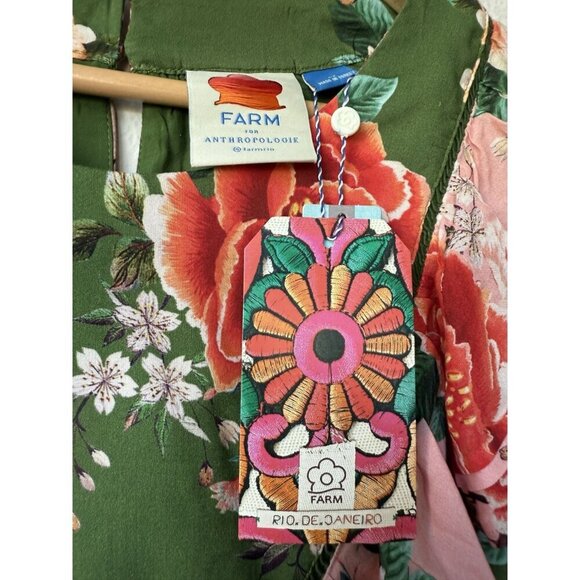 Farm Rio Long Sleeve Green Floral Dress 1X NWT Elinor Tunic Ruffle Short Flowy - Picture 8 of 15